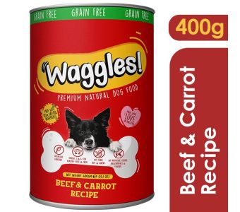 WAGGLES Dog Food Beef & Carrot Recipe 400grams