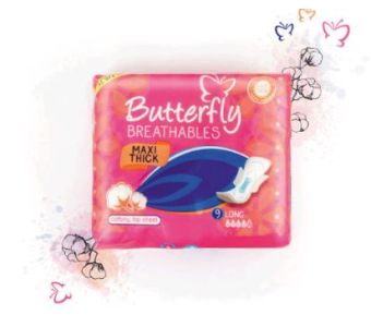 BUTTERFLY Brearhables Soft Cotton Maxi Thick Long - 9 Pcs