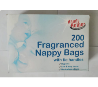 200 Fragranced Nappy Bags with tie handles