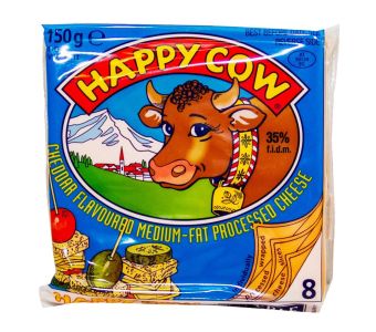 Happy Cow Yellow Cheddar Cheese 8Pc 150G