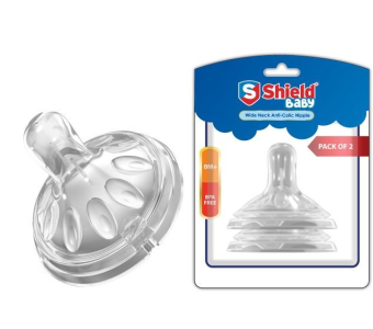 Shield Baby Wide Neck Anti Colic Nipple Om+