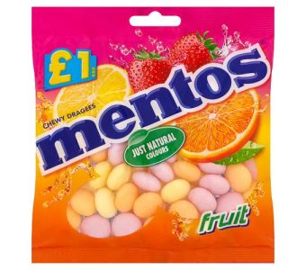 Mentos Chewy Dragees Candy Strawberry And Lemon 135gm